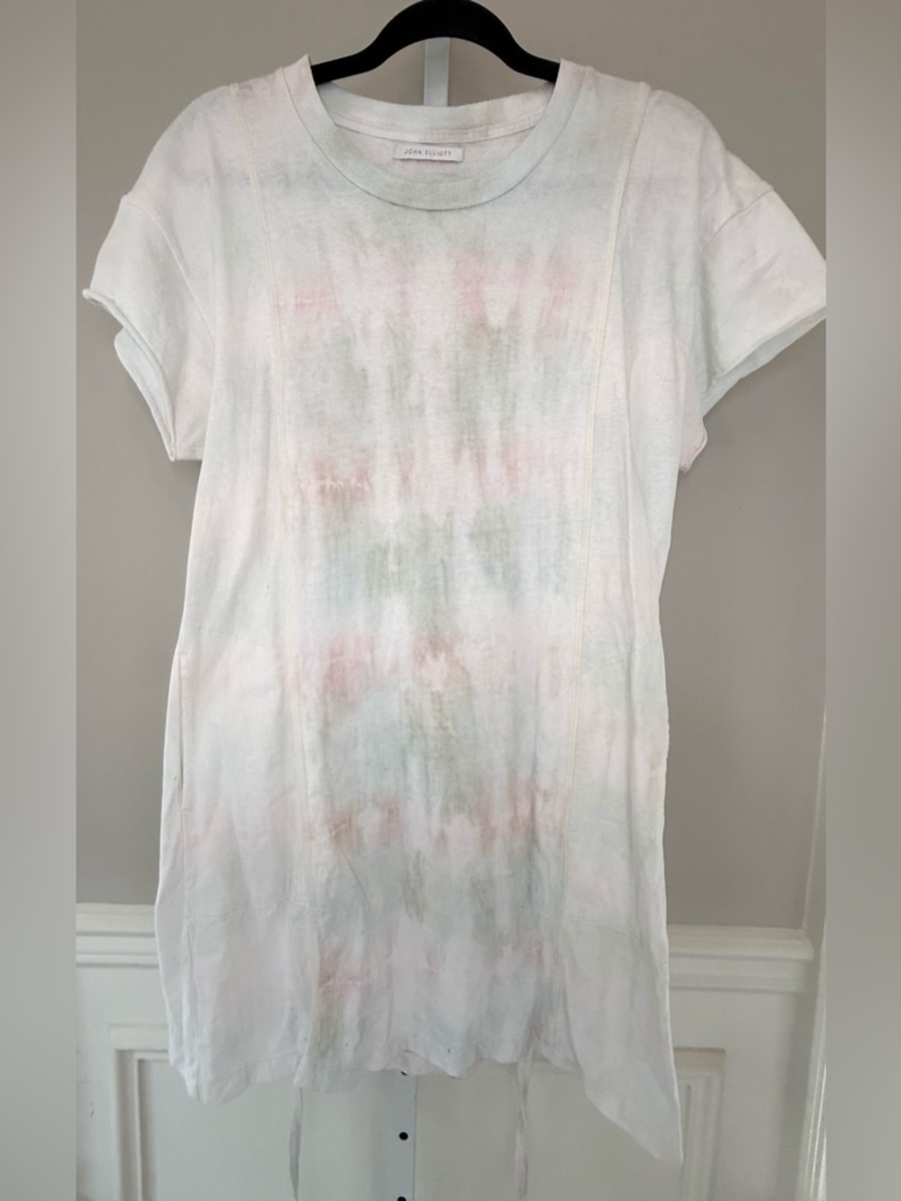 John Elliott Pastel Tie Dye T Shirt Dress Tie Waist Pink White Size S - Picture 13 of 16